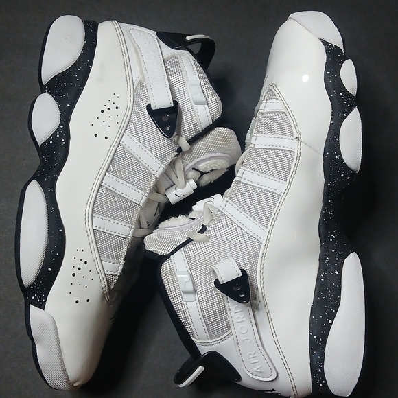 Jordan 6 Rings Basketball Shoes Mens White Black Speckle 322992-106 High Top